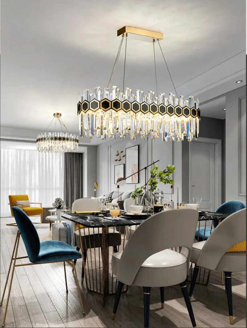 Modern Oval Crystal Chandelier Lighting For living room LED restaurant Light Luxury Kitchen island cabinet Chandeliers Fixtures