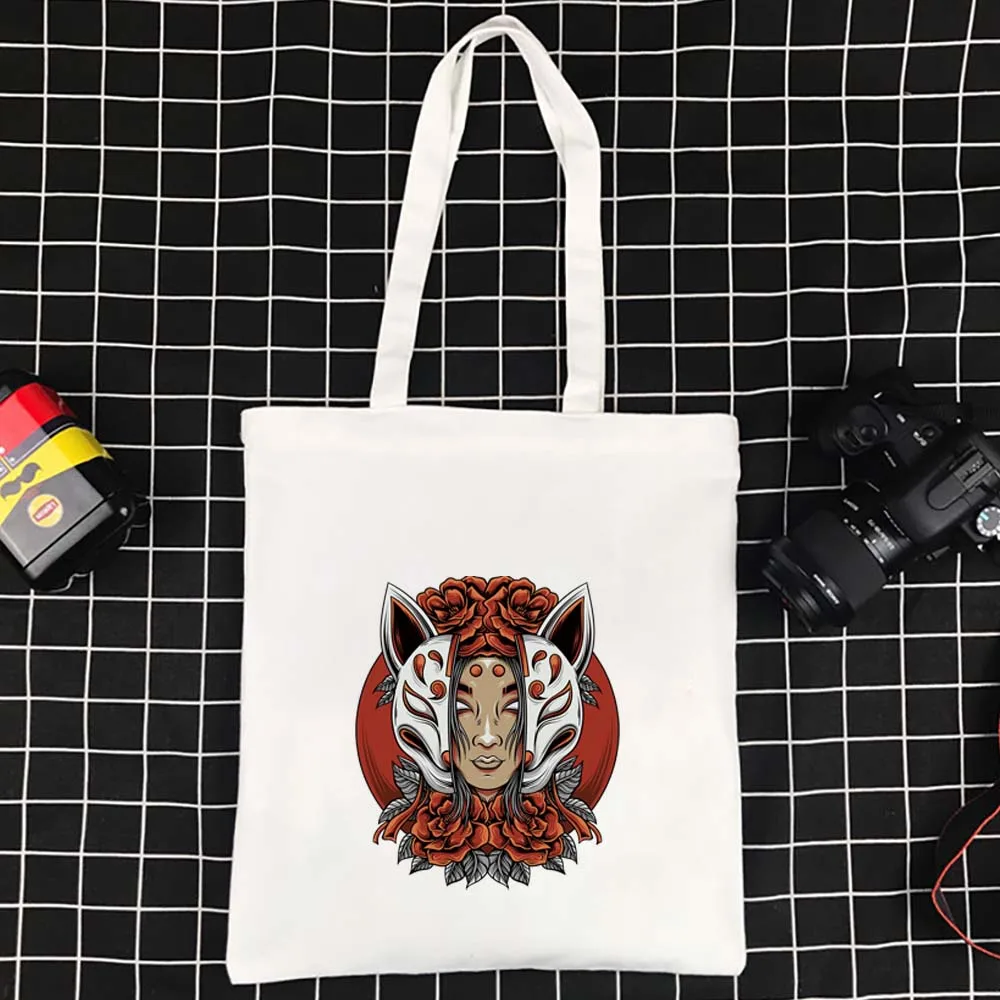 

Women Shopping Bag Mask Series Reusable Handbag Eco Friendly Fashion Shoulder Bag High-quality FoldableHigh Capacity Shopper Bag