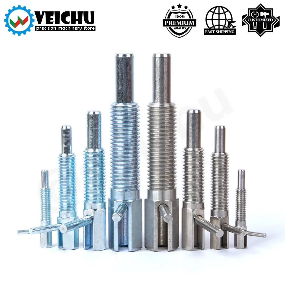 Stainless/Carbon Steel L-Handle 1pcs stainless steel knurled plungers For Index Holes VCN233 M6/8/10/12/16 Indexing Plungers Index Bolt