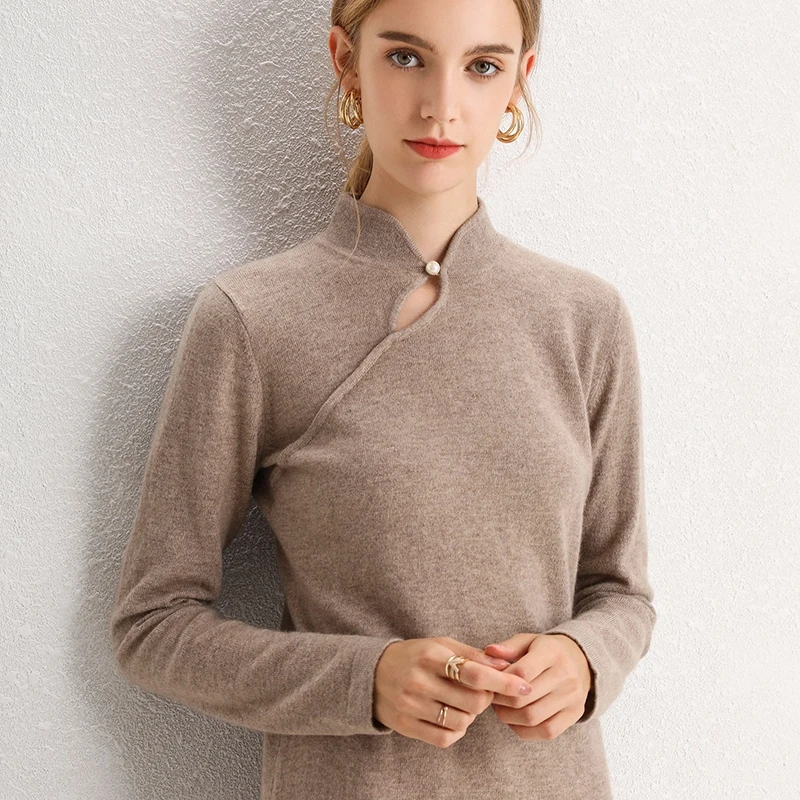 

100% Pure Cashmere Knitted Sweaters Female Sexy Fashion Jumpers Winter Warm Soft Woman Pullovers 5Colors long Sleeve Sweater