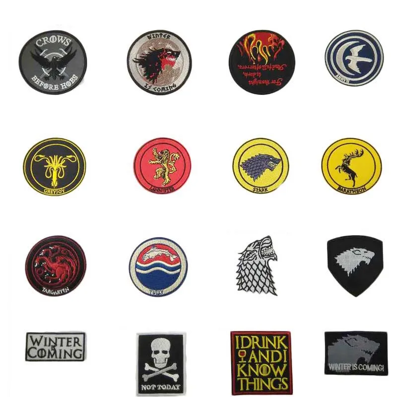 

WOLF Game of Thrones House Arryn Crows Before Hoes Embroidered LOGO Iron On Patch GAME OF THRONES HOUSE STARK