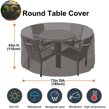 

Outdoor Furniture Table Cover Garden Furniture Waterproof Dust Cover Round Table Chair Rain Covers @LS