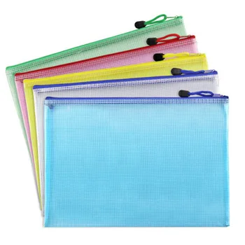 

1pcs Waterproof Plastic Zipper Paper File Folder Book Pencil Pen Case Bag File document bag for office student supplies