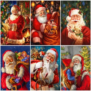 

Huacan Diamond Painting Scenery Christmas Full Square Santa Claus Rhinestone Picture Diamond Embroidery Stitch Gift Dropshipping