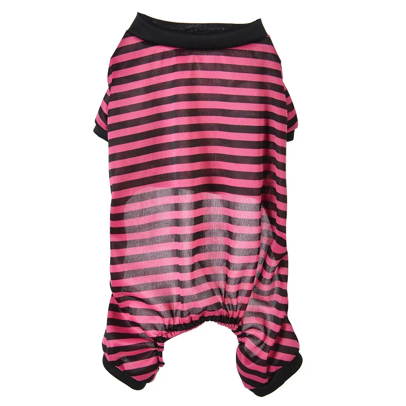 New Thin Stripe Pet Dog Pajamas For Cats Jumpsuit Dog Clothes Puppy Clothing Summer Cat Sleepwear Dogs Pyjamas Pet Nightshirt 35