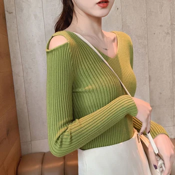

Women Sweaters V-neck Long Sleeve Sweater Sexy Casual Women Fashion Knit Pullover Slim SweaterY2