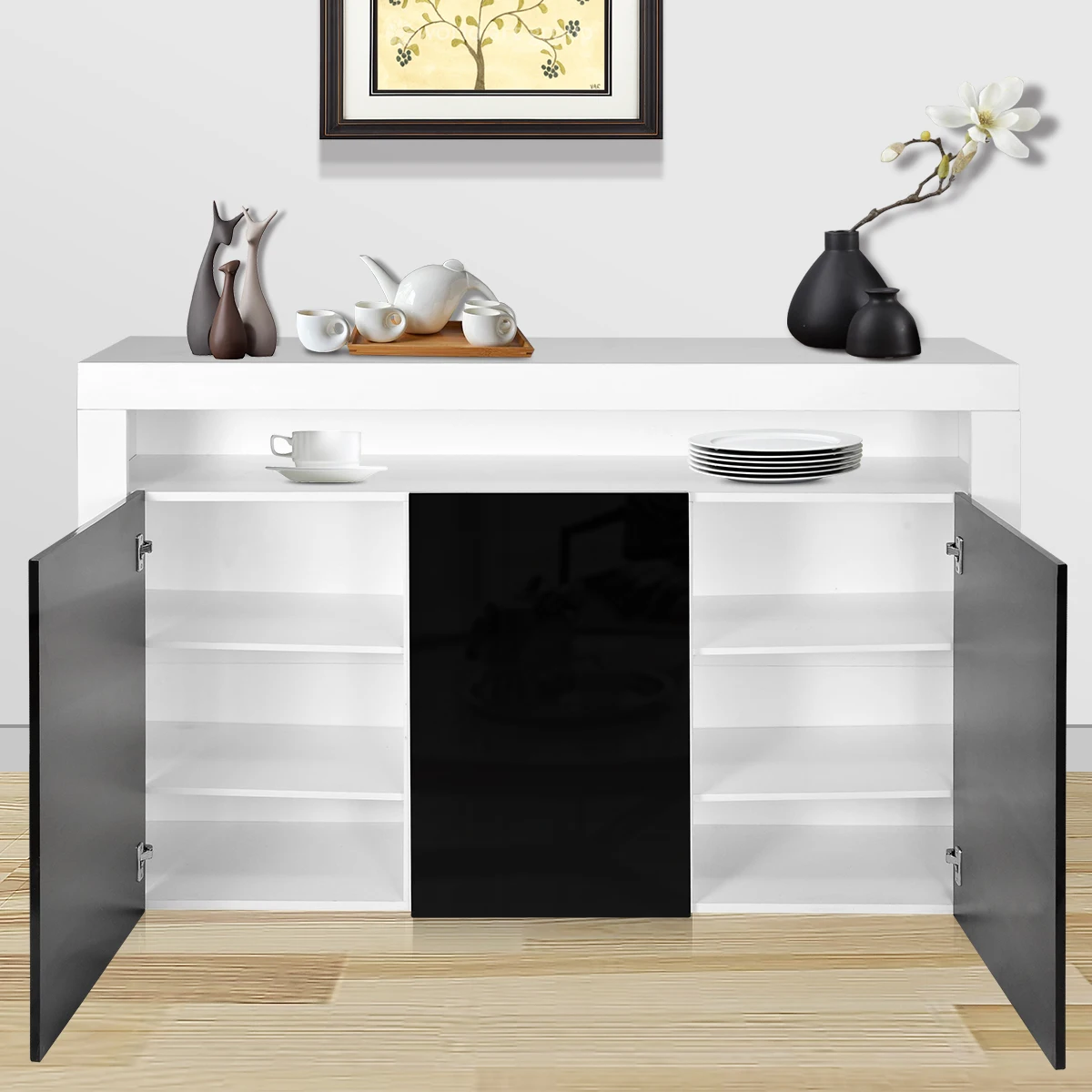 

3 Doors Modern Cabinets Multi-functional Sideboards Cabinet Living Room Cabinet Kitchen Bowls And Chopsticks Storage Cabinets