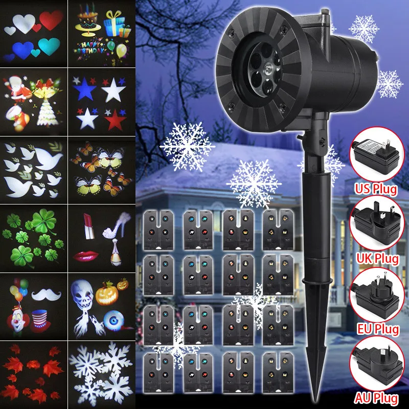 

Landscape Lighting 12Pattern Waterproof LED Moving Laser Projector Lamp for Light Christmas Halloween Lamp 110V-240V