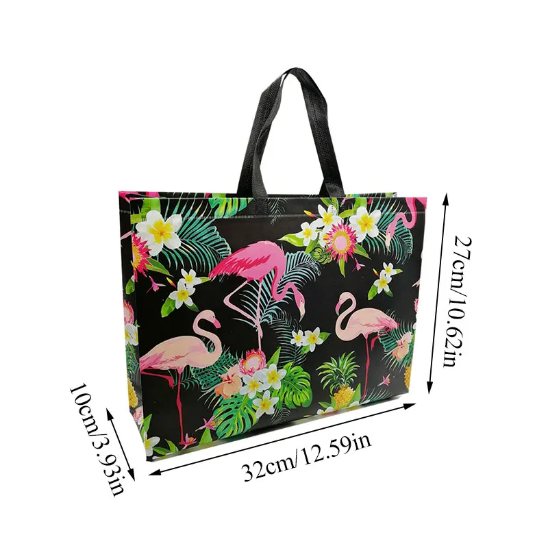 Folding Bag Creative Fashion Flamingo Printing Non-woven Fabric Folding Bag Black Multiple Flamingo Covered Shopping Bag 6