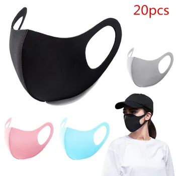 

4 Colors 20 Pcs Sponge Face Mask Black Breathable Mouth Mask Reusable Anti Pollution Face Shield Wind Proof Mouth Cover Unisex
