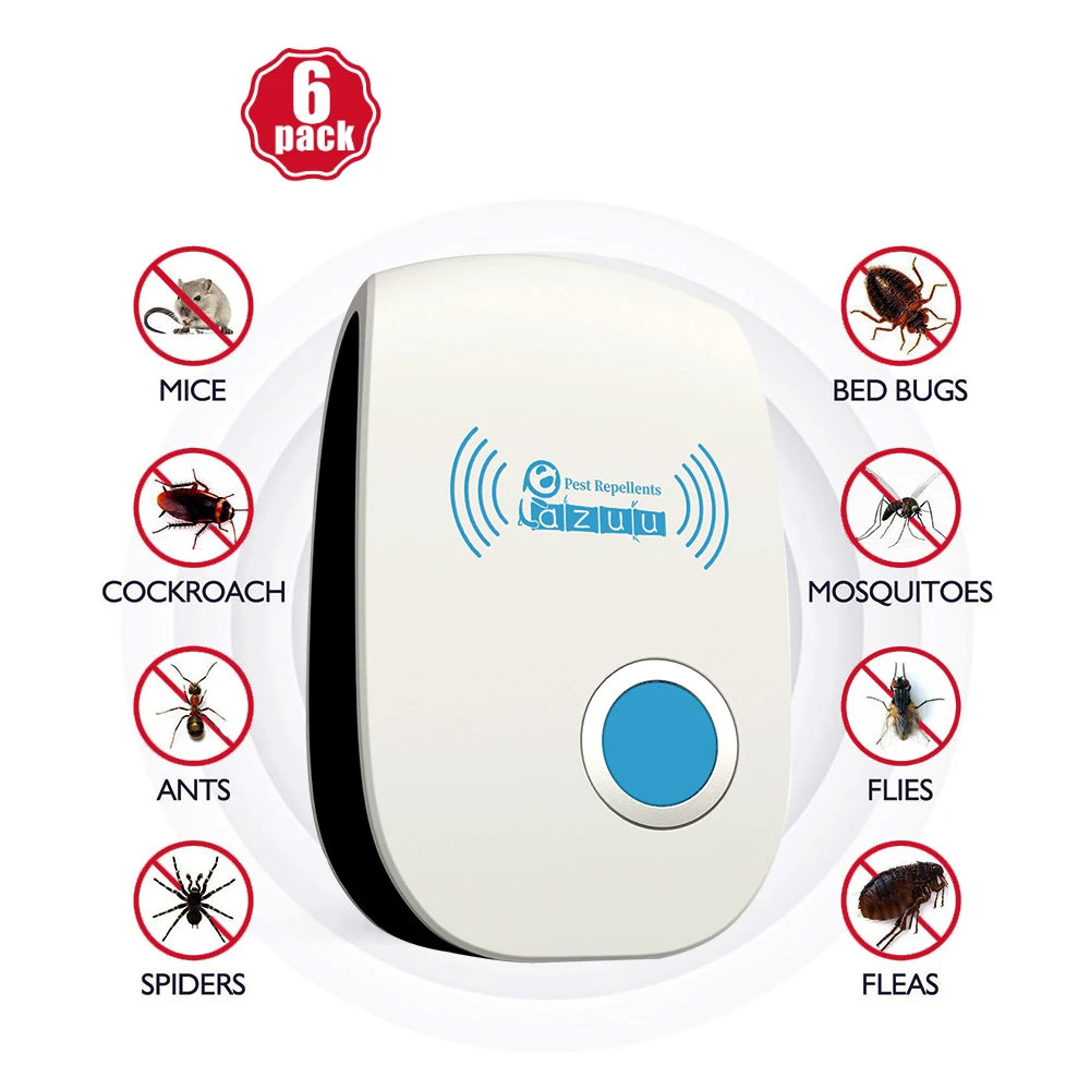 

Ultrasonic Pest Repeller 6 Pack Indoor Pest Repellent for Mosquito Insects Cockroaches,Mouse Rats Bug,Spider,Ant, Human&Pet Safe
