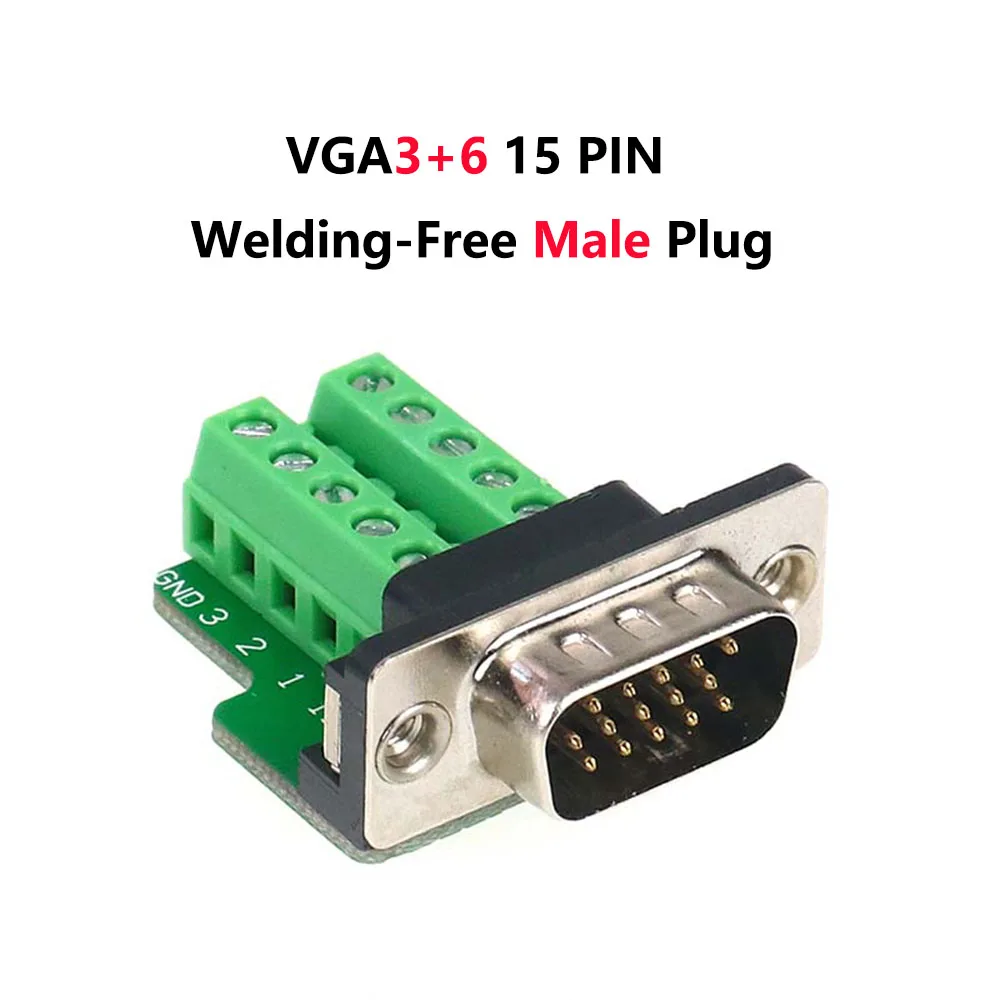 VGA без сварки штекер гнездо 3 ряда 15 Pin VGA 3+ 6/3+ 9 последовательный порт Разъем DB15 D-Sub 15 аудио-видео адаптеры - Цвет: VGA3 6 Male