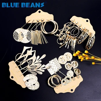 

2020 New Bohemian Ethnic Dangle Drop Earrings for Women Female Fashion Women's Earrings Sets Ornament Golden Metal Earrings