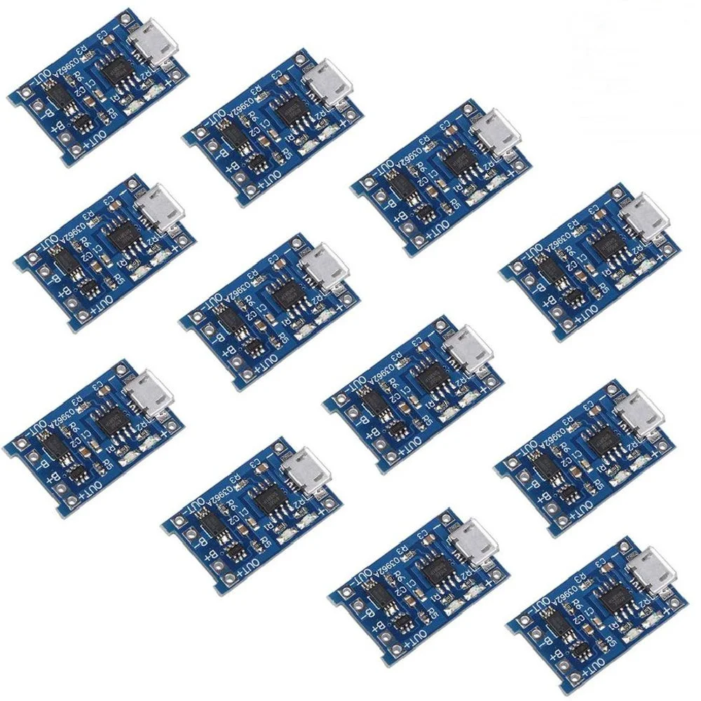 12pcs/lot 5V 1A Micro USB 18650 Lithium Battery Charging Board Charger Module+Protection Dual Functions TP4056