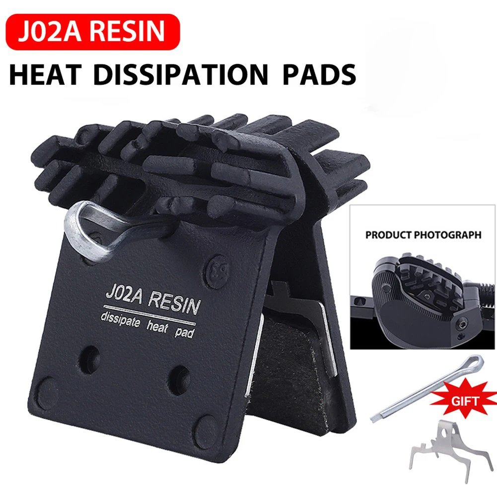 Bicycle Disc Brake Pads 1 Pair MTB Bike J02A Resin Cooling Fin Ice Tech Hydraulic Disc Brake Pads Oil Brake Calipers SLX Deore XT XTR M8000