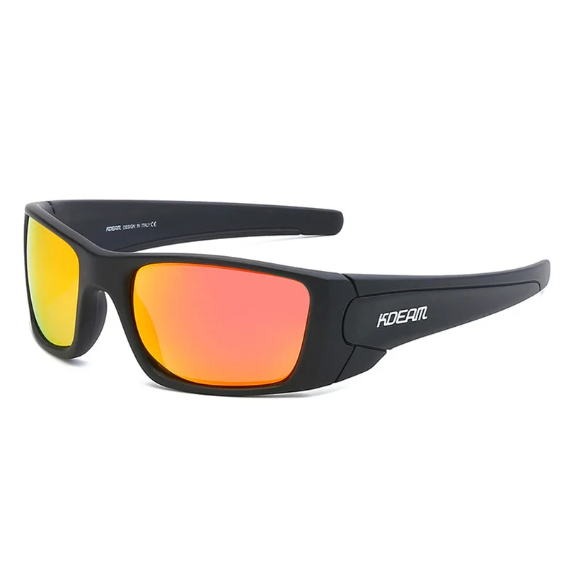 KDEAM Unisex Rectangular Polarized Sunglasses for Men TR90 Frame Fashion Square Fishing Eyewear Outdoor Sports Sun Glasses UV - Цвет линз: C2 Red Mirror