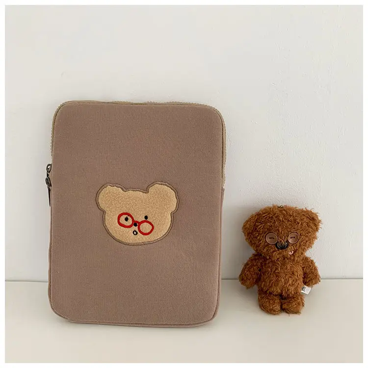 Korea Bear Ipad Bag Pouch Cute Girls Brown ipad pro 11 105 97 inch Tablet Sleeve Case Storage 13 inch Laptop Inner Bag