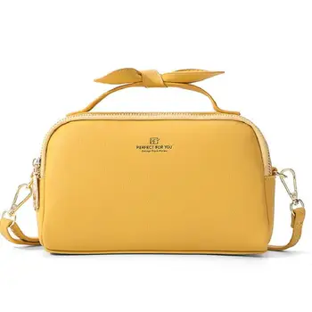 

High-quality 2 Zipper Layers Women Handbag Soft Leather Ladies Bow Design Shoulder Bags Female Messenger Crossbody Bag Bolsa Sac