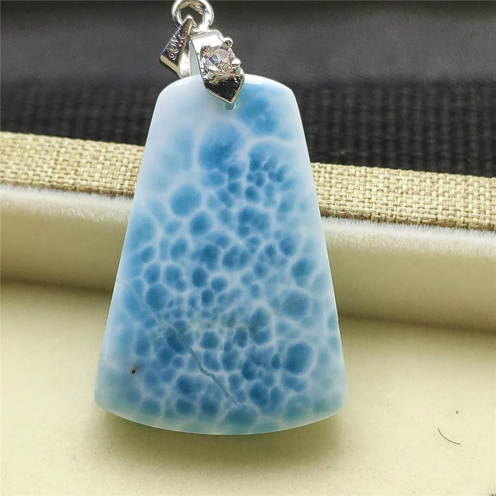 Натуральный Синий Larimar для женщин и мужчин драгоценный камень кулон 33x23x8 мм водным узором Мода прямоугольник юбилей счастливый подарок AAAAA