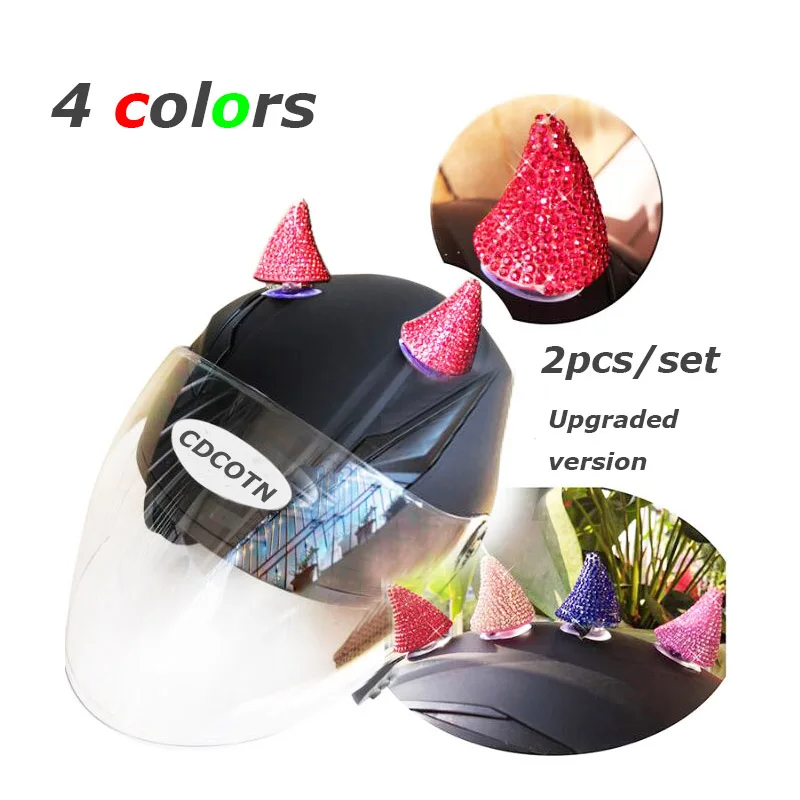 

2Pcs/set Car Motorcycle Helmet Devil Horn Motocross Full Face Off Road Helmet Decoration 4 Colors Car Accessories Sucker Styling