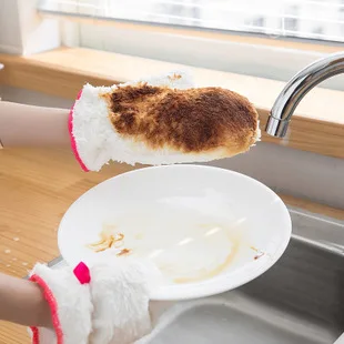 Bamboo Fabric Wash Dishes Gloves Household Kitchen Cleaning Waterproof Gloves Oil-free Household Gloves Factory Direct Selling