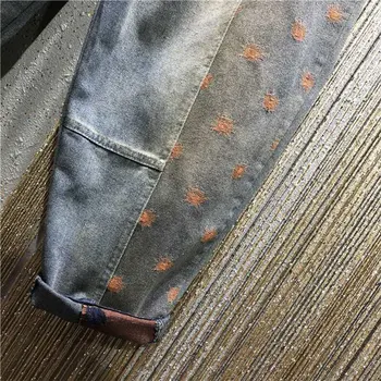 Damskie - Styl Vintage - Hafty- Luźne Jeansy 3