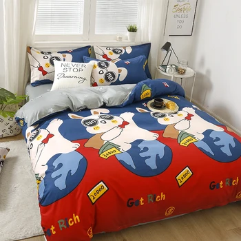 

get rich cute cartoon pig bedding set for kids adult queen king size bed sheets set duvet cover pillowcase Bed linen