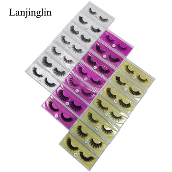 

LANJINGLIN 50 pairs wholesale mink eyelashes natural long false lashes extension makeup 3d mink fakse eyelash hand made