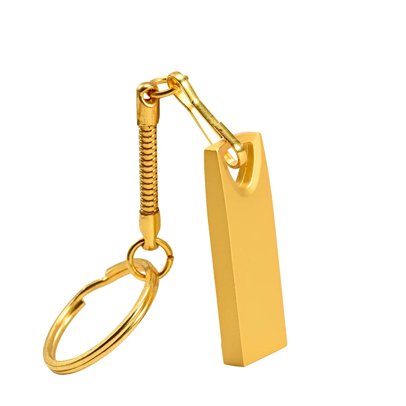 Металлический USB 2,0 накопитель, оригинальная карта памяти USB, горячая Распродажа, флешка 8G/16G/32G/64G/128G(10 шт., бесплатный логотип), u-диск, подарок - Цвет: Gold
