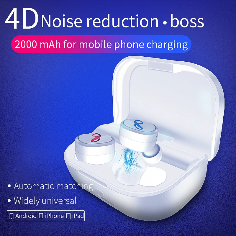 MINGGE беспроводные стерео наушники Bluetooth V5.0 бинауральные звонки 2500 зарядный чехол
