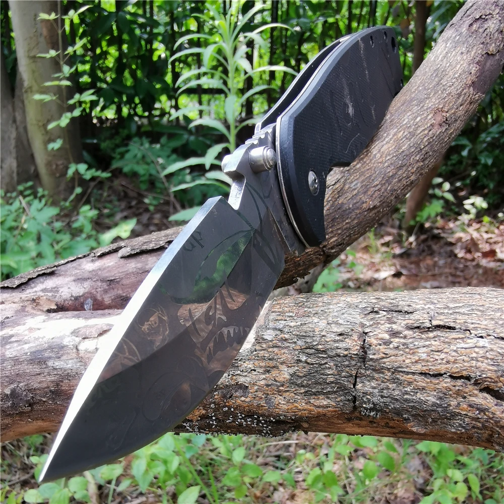 

57HRC 8CR13MOV G10 Handle Folding Knife Tool Pocket Knives - Good for Hunting Camping Survival Outdoor and Everyday Carry