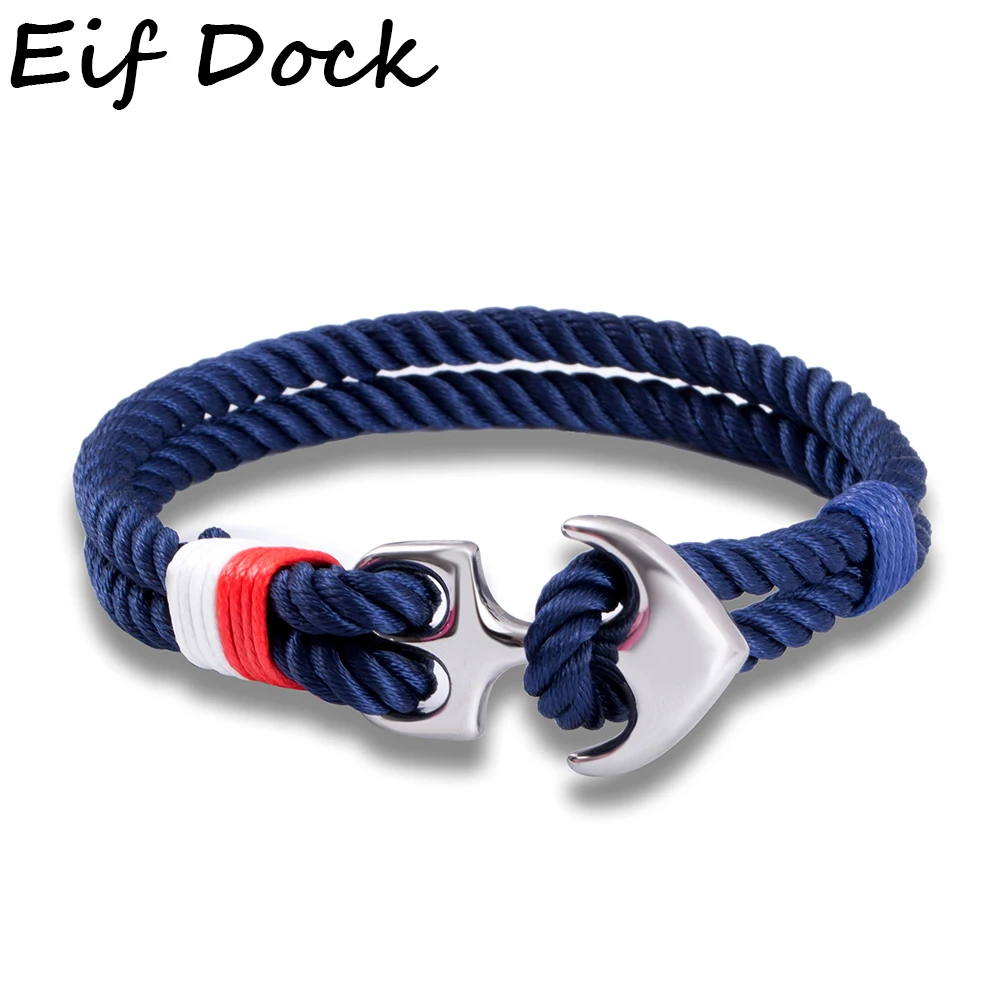 Eif Dock, высококачественные браслеты для мужчин, Паракорд, якорь, браслеты из нержавеющей стали, Pulseira Masculina, мужские ювелирные изделия, Мужская обертка