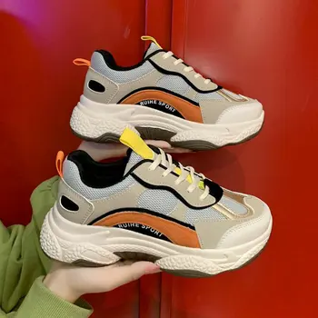 

Autumn new Korean wild Women's sneakers Thick bottom Casual running shoes women lace-up sports shoes C34-55