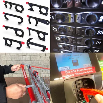 

12 Styles Silicone Head Anti Touch EDC Door Opener Anti-germ Elevator Button Drawer Door Handle Assistant Keychain Bottle Opener