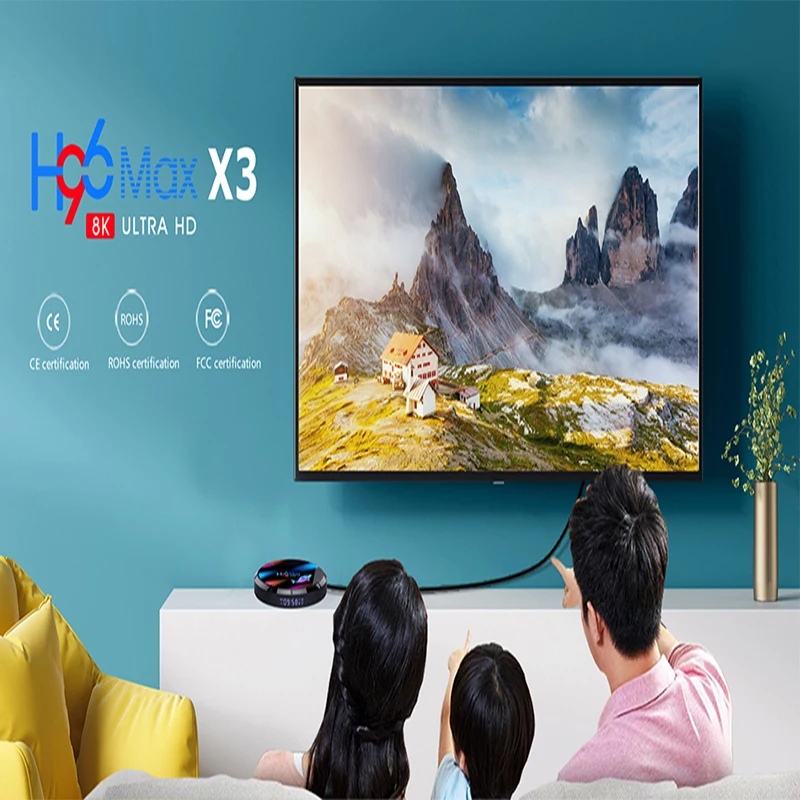H96 MAX X3 Android TV Box Android 9.0 4GB DDR3 32 to 128GB S905X3 H.265 8K Google Store Netflix Youtube Smart TV box