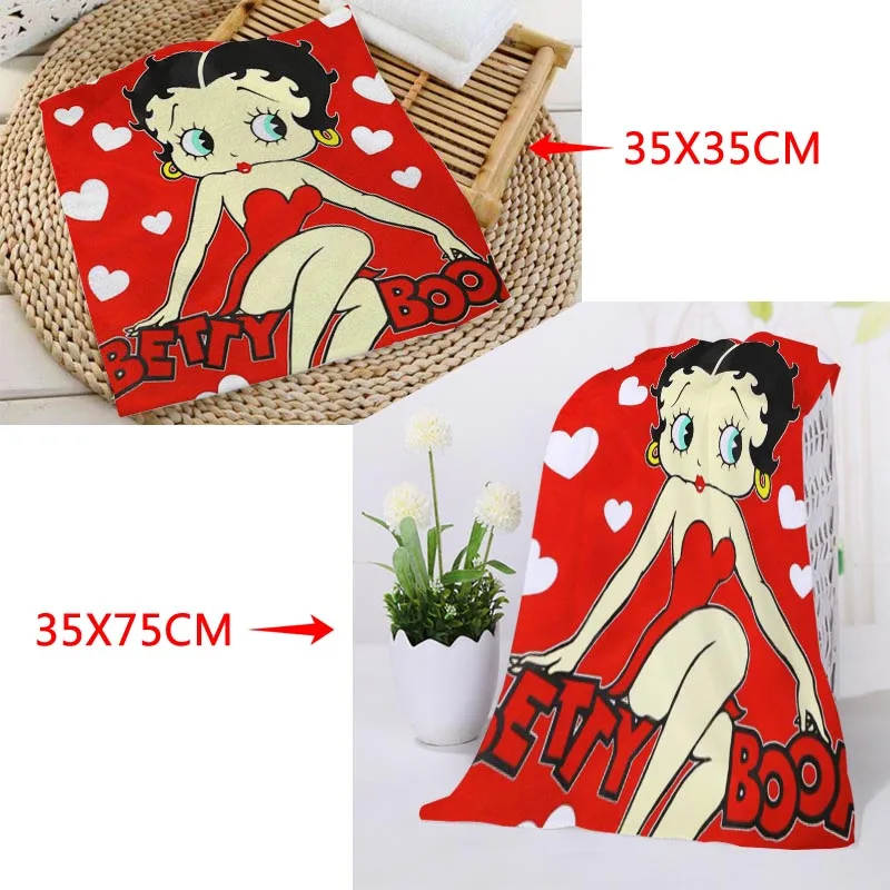 Новое поступление на заказ Betty Boop полотенце для лица с рисунком из микрофибры квадратные прямоугольные полотенца Размер 35x35 см 35x75 см