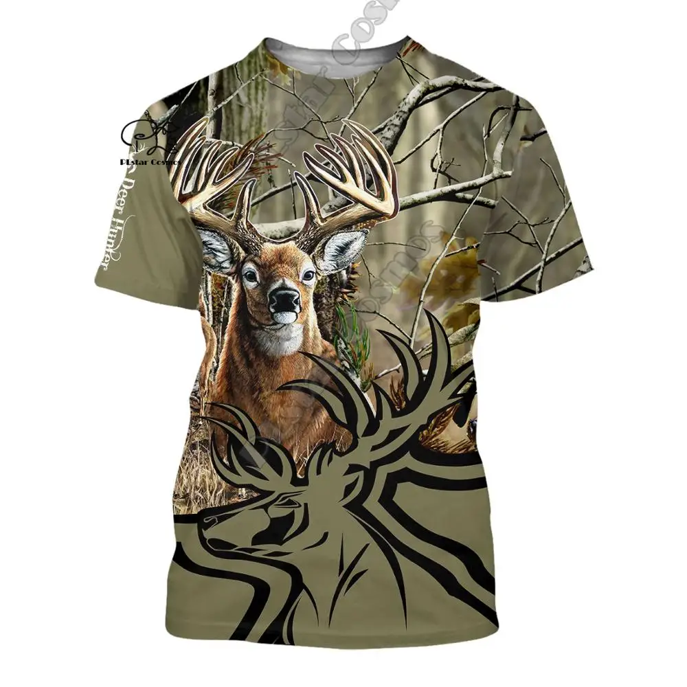 

PLstar Cosmos Camo Bow Deer Hunting Hunter Tattoo 3D Printed women for men Summer Casual Tees Short Sleeve T-shirts style-3
