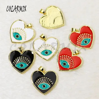 

10 strand heart pendants necklace enamel colors eye pendants charm necklace pendants necklace accessories for women 5954