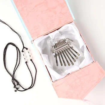 

Mini Kalimba 8 Keys Thumb Piano with Chain Pendant Crystal Kalimba Acrylic Mbira Mini Finger Piano