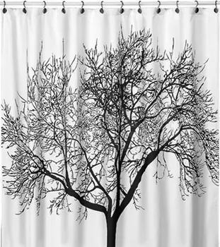 

New Big Black Scenery Tree Design Bathroom Waterproof Fabric Shower Curtain