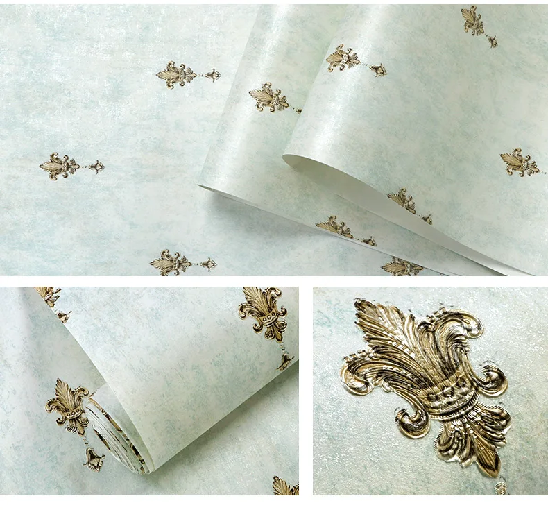 High quality 3D European-style wallpaper luxury non-woven retro American wallpaper home living room bedroom TV background wall