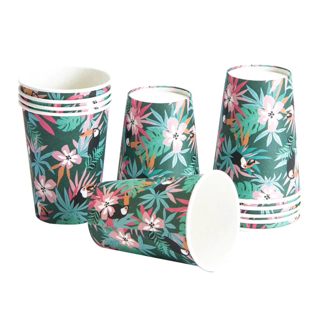 12pcs Paper Cup Summer Animal Series For Birthday Party Jungle Themed Party Forest Theme Decor Cups Party Supplies