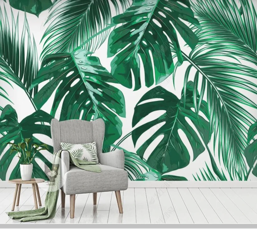 

Papel de parede Abstract tropical plant leaves 3d wallpaper,living room tv wall bedroom wall papers home decor bar cafe mural