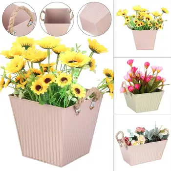 

S/M/L Size Flower Pot Metal Pot Box Square Iron Plant Pots Flower Basket Bonsai Display Nursery Basin Planter Box Home Decor