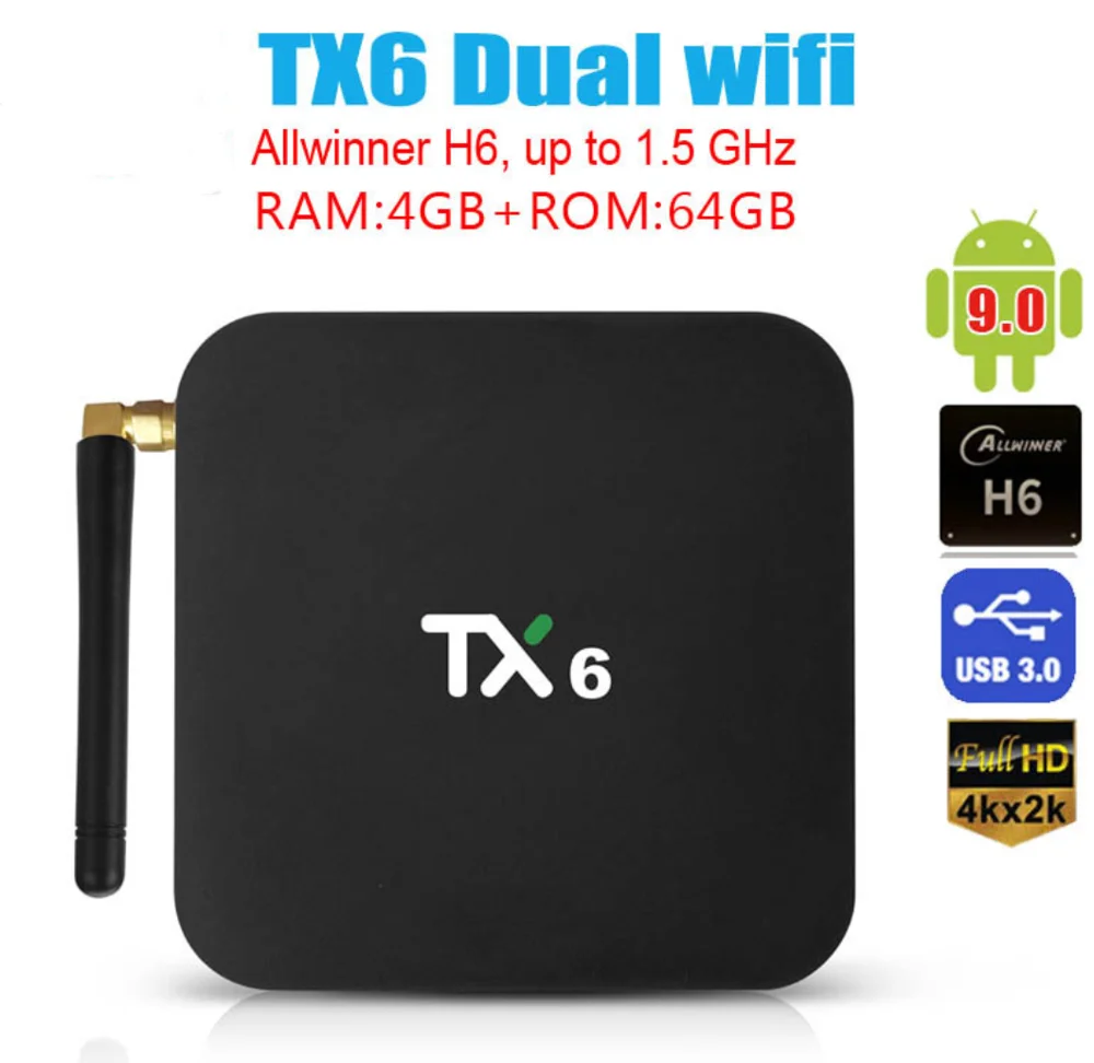 

TX6 Dual wifi 6K Media player Android 9.0 Smart TV Box Allwinner H6 Quad Core Set Top BOX Support 3D HDMI IPTV Netflix Youtube