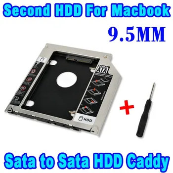 

9.5mm SATA to sata 2nd HDD SSD 2.5" Hard Drive Caddy Adapter + screwdriver For MacBook Pro A1278 A1286 A1297 CD ROM Optical Bay