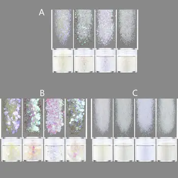 

4 Color Rainbow White Glitters Sequains Resin Pigment Fillings Kit Makeup Jewelry Fillings Nail Art Decor Jewelry Making