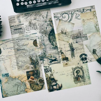 

16Pcs Vintage New continent Material Background Paper Junk Journal Diary Planner Scrapbooking Decorative DIY Craft Paper Photo