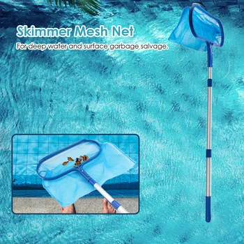 

Pond Removal Cleaning Net w/Telescopic Pole Easy Carrying Leaf Rake Mesh Swimming Pool Skimmer Swimming Durable Parts