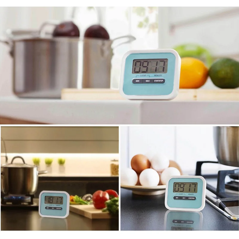 1pc LCD Digital Screen Kitchen Timer Kitchen Accessories Square Cooking Count Up Countdown Loud Alarm Magnet Clock